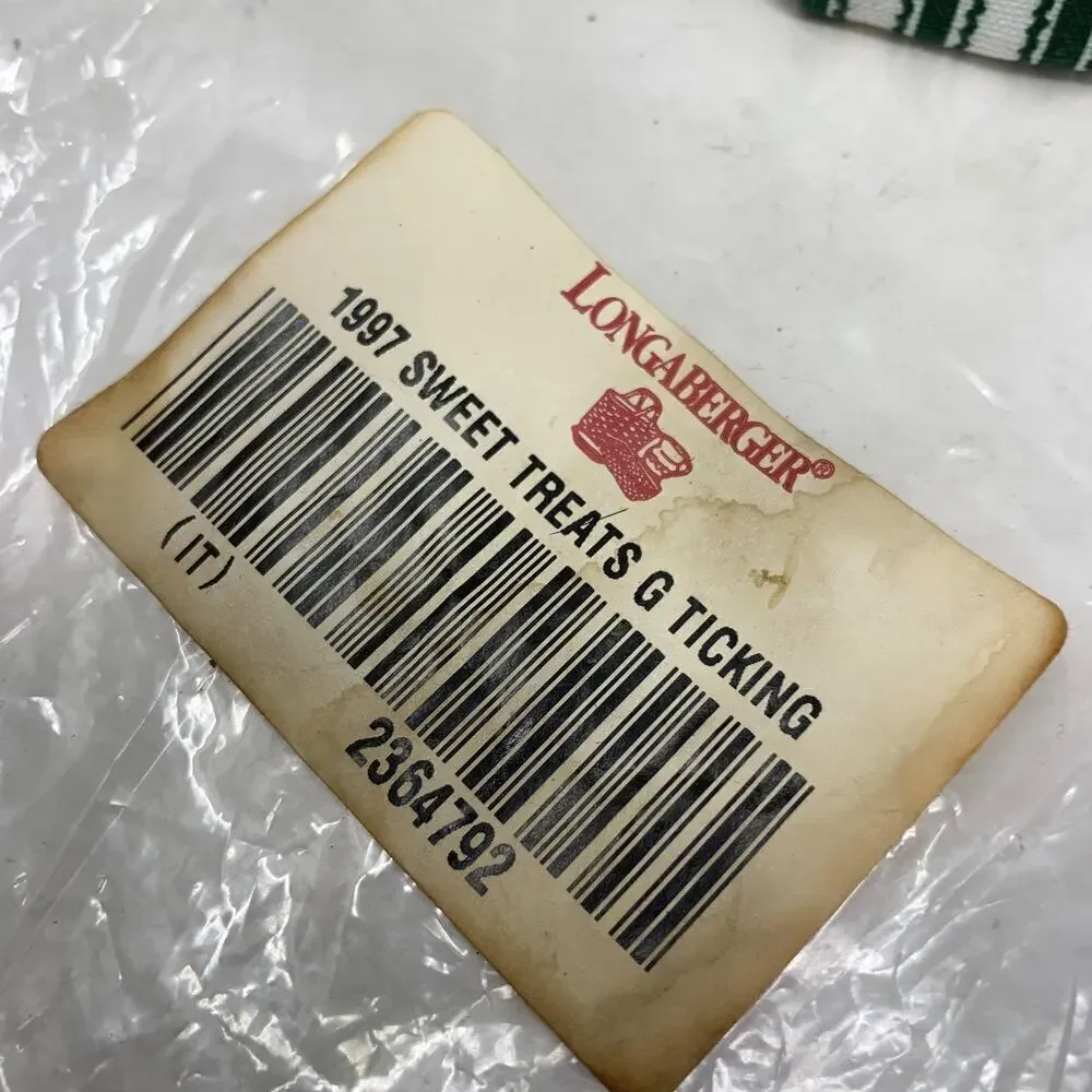Vintage 1997 NEW Longaberger Sweet Treats Green Ticking Liner Only #2364792 NIP
